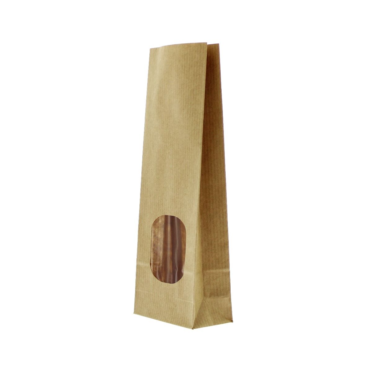 Bolsa de fondo cuadrado papel kraft con ventana - marrón