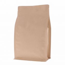 Bolsa de fondo plano papel kraft con cierre - marrón - 140x210+{35+35} mm (1lt) 
