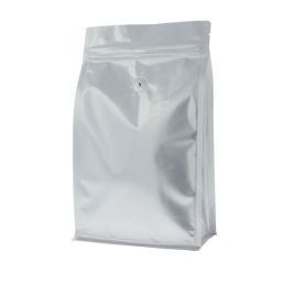 Bolsa de café de fondo plano con cierre - mate plata - 250 gr (140x210+{35+35} mm) 