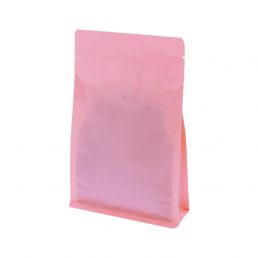 Bolsa de café de fondo plano con cierre - matt rosa (100% reciclable)