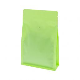 Bolsa de café de fondo plano con cierre - mate verde (100% reciclable)