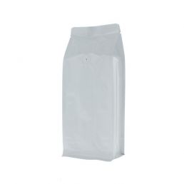 Bolsa de café de fondo plano - brillante blanco - 500 gr (110x280+{40+40} mm)