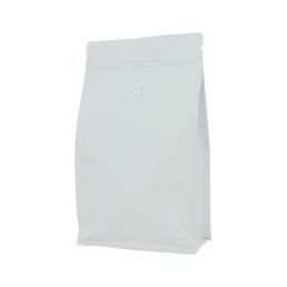 Bolsa de café de fondo plano con cierre - mate blanco