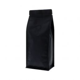 Bolsa de café de fondo plano - mate negro (100% reciclable)