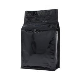 Bolsa de fondo plano con cierre - brillante negro