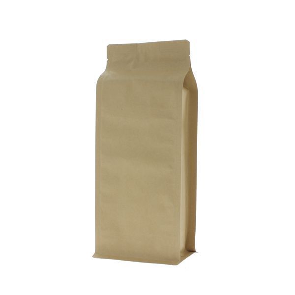 Bolsa de fondo plano papel kraft - marrón - 110x280+{40+40} mm (1,4lt)