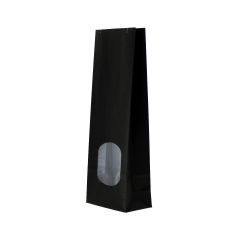 Bolsa de fondo cuadrado papel kraft con ventana - negro