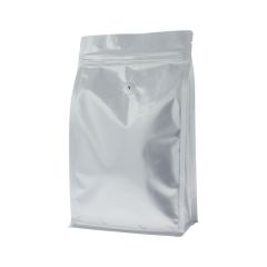 Bolsa de café de fondo plano con cierre - mate plata