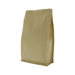 Bolsa fondo plano papel sin aluminio con cierre de frente - marrón