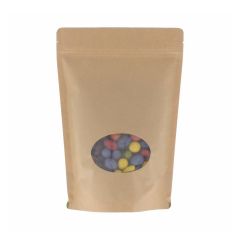 Bolsa stand-up papel kraft con oval ventana - marrón