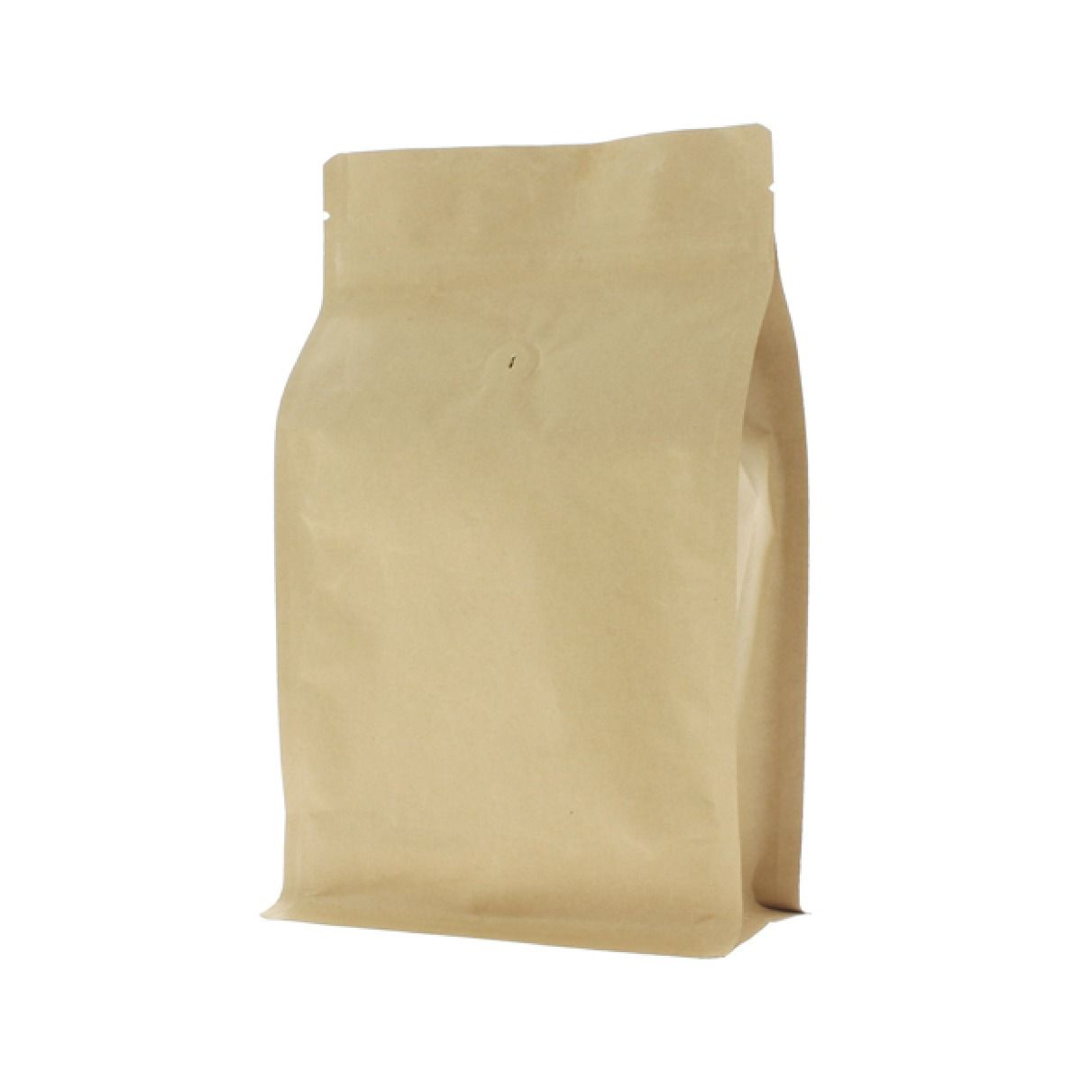 Bolsa de café de fondo plano papel kraft con cierre - marrón